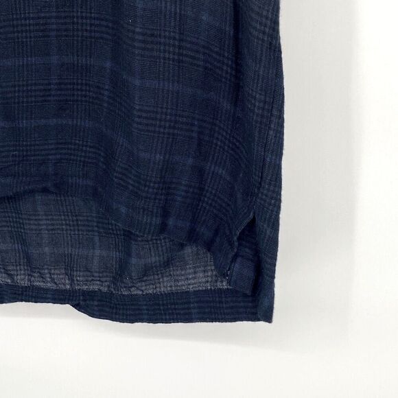 CMMN SWDN Blue Plaid Short Sleeve Shirt Collared Cotton Pullover Lightweight Blu - Picture 3 of 12